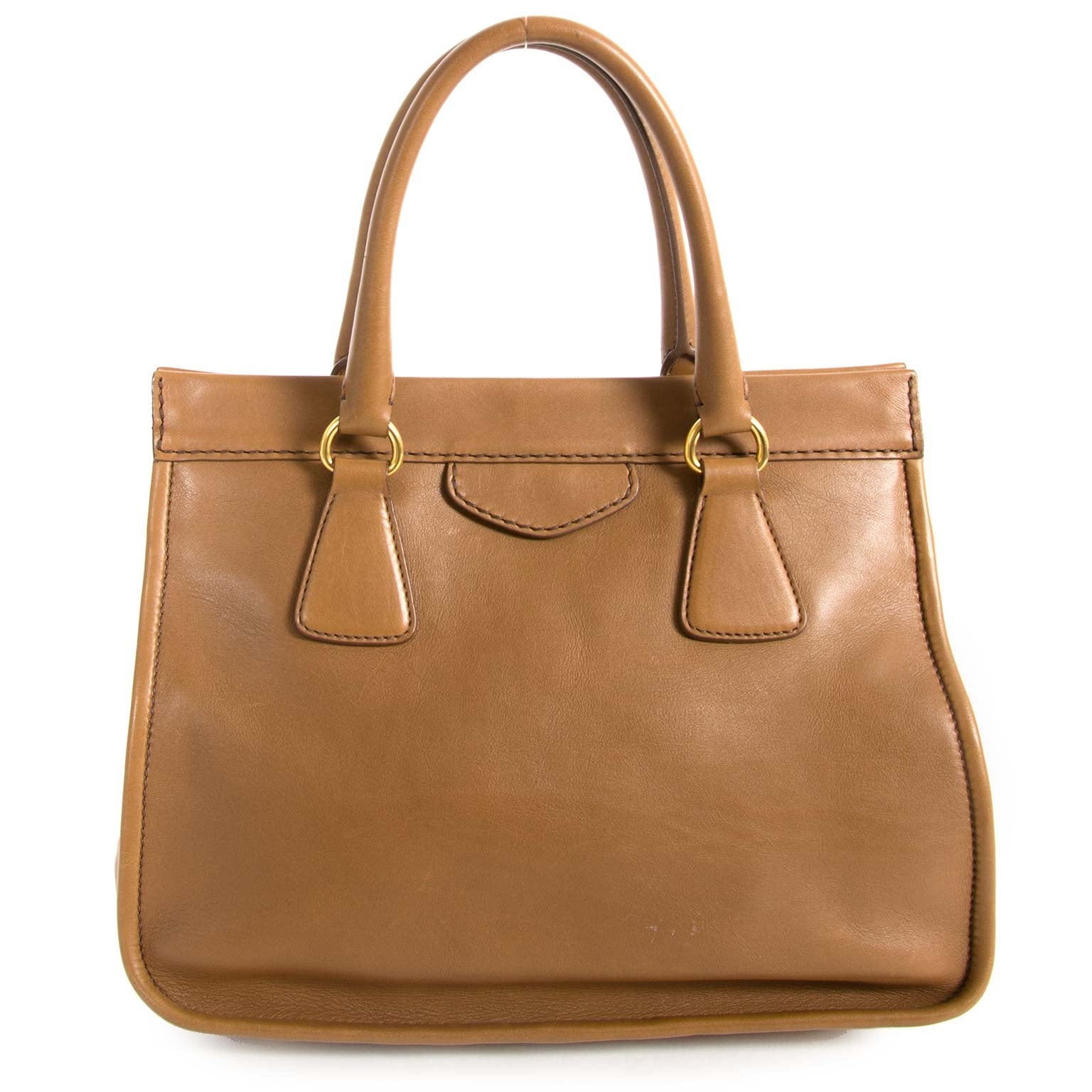 prada cognac leather tote now for sale at labellov