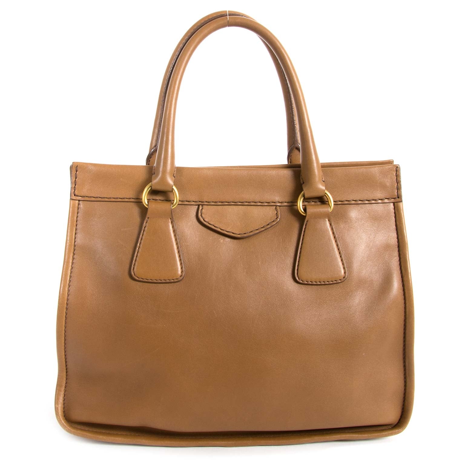 prada cognac leather tote now for sale at labellov