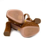 Prada Platform Suede Tabacco Heels - size 37