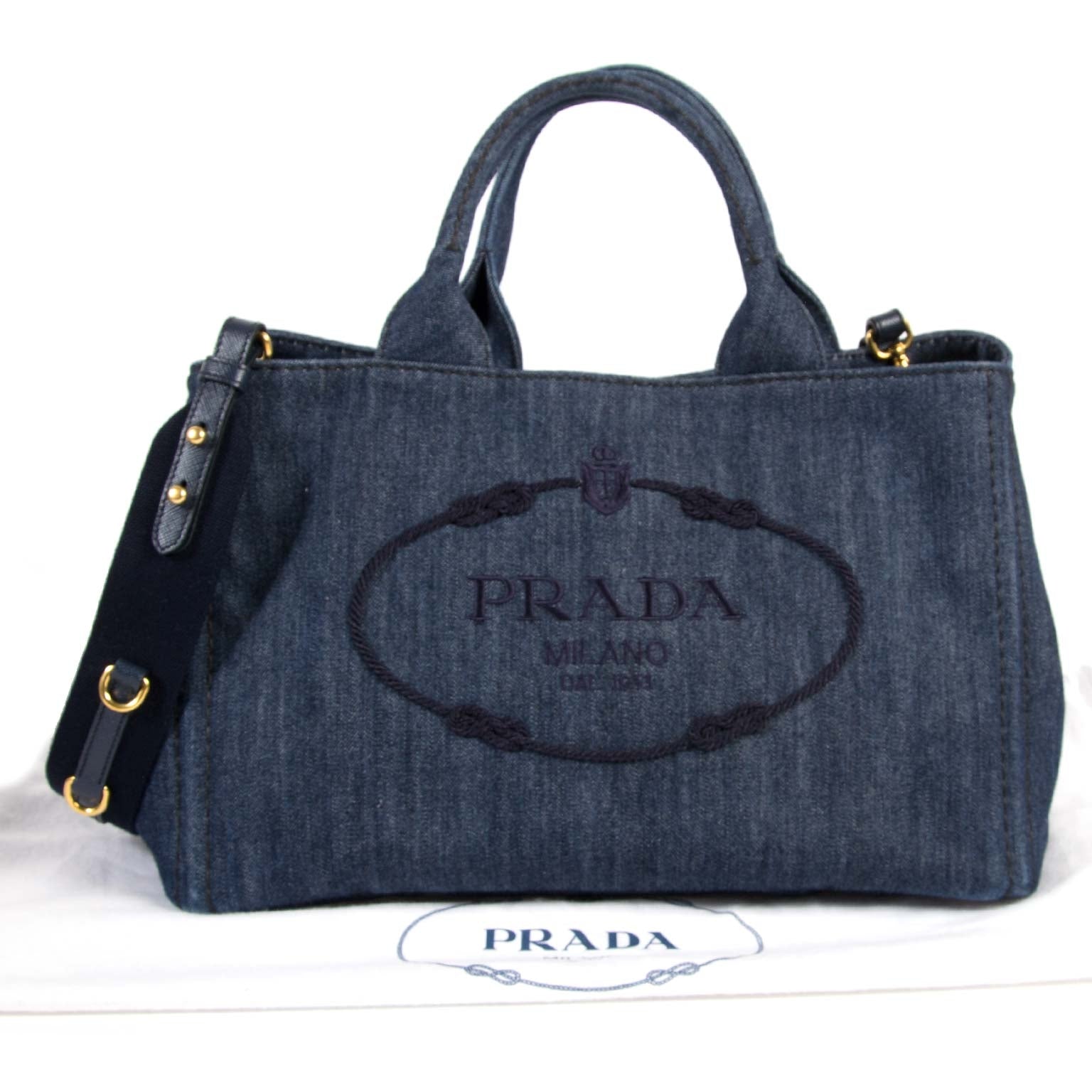 Prada Denim Tote Bag te koop bij Labellov aan de beste prijs