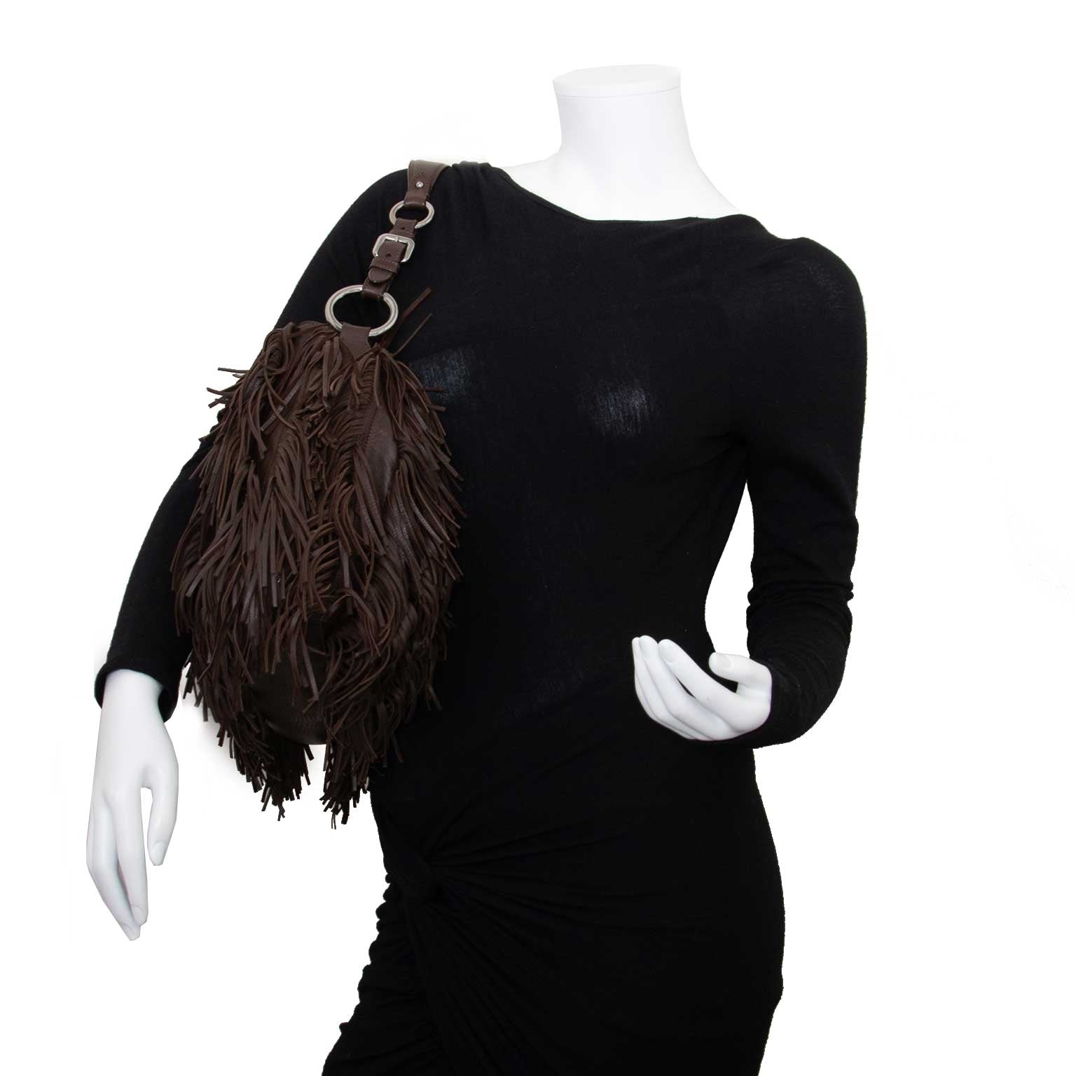 prada brown fringe leather bag now for sale at labellov vintage fashion webshop belgium