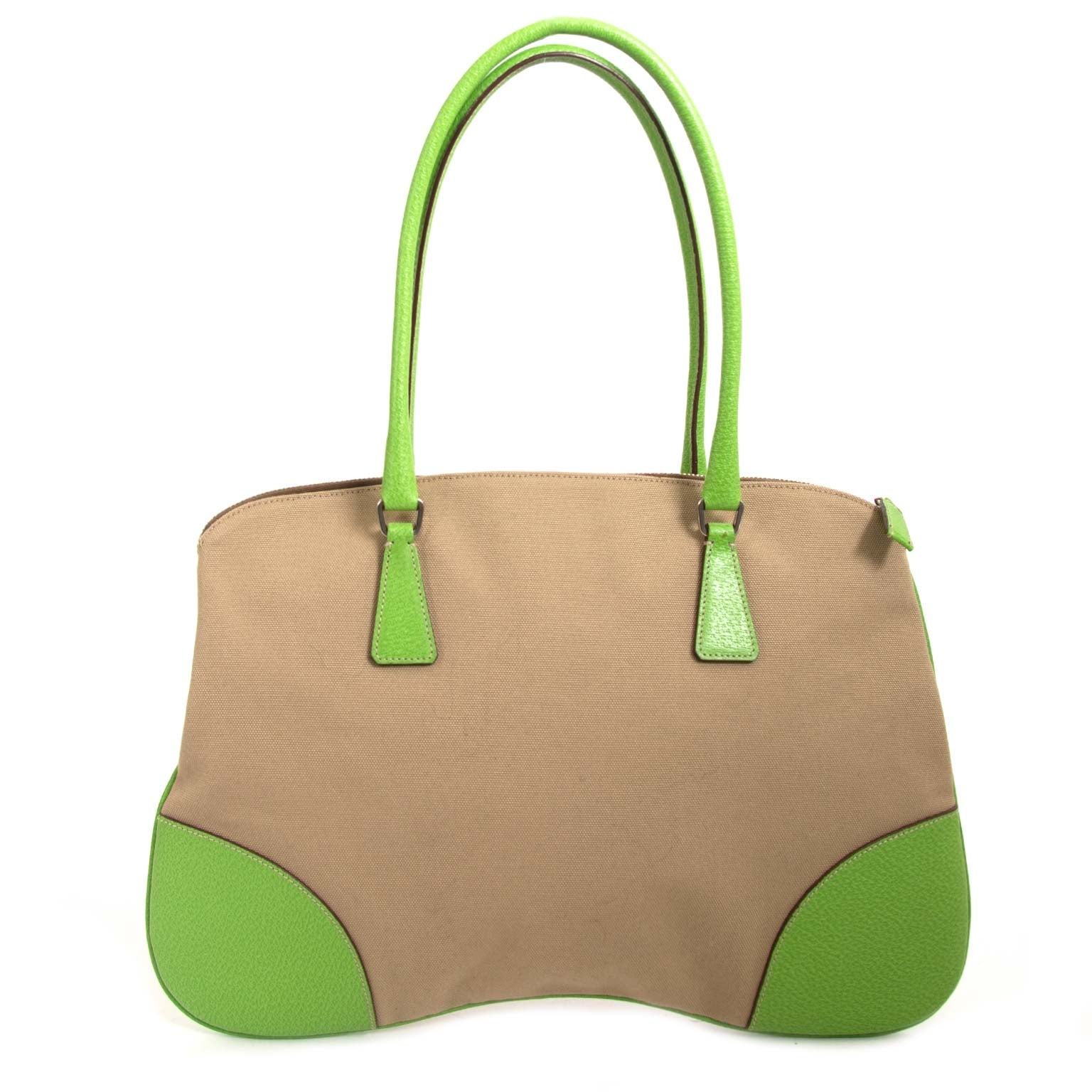 Prada Beige Semitracolla Handbag now for sale at labellov vintage fashion webshop belgium