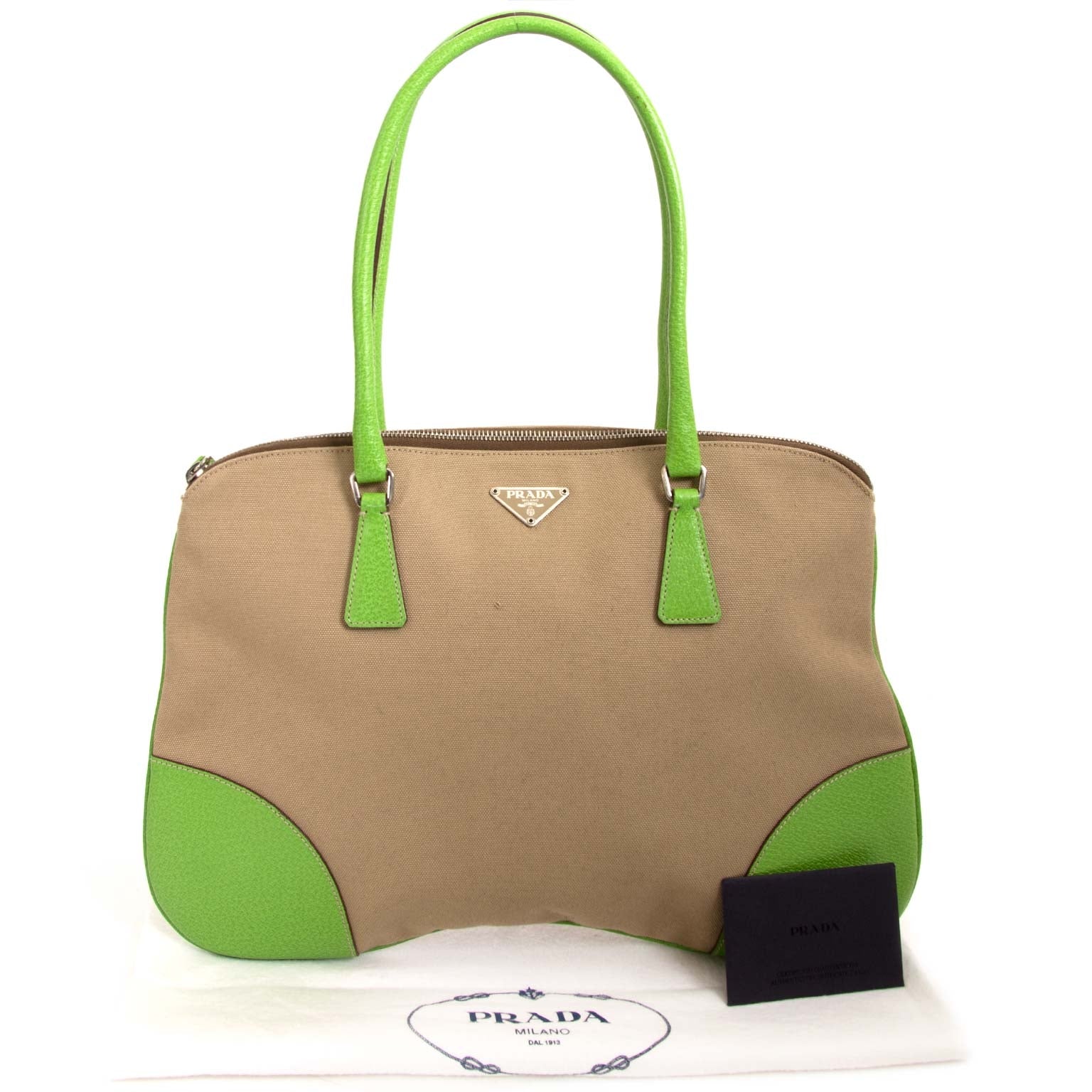 Prada Beige Semitracolla Handbag now for sale at labellov vintage fashion webshop belgium