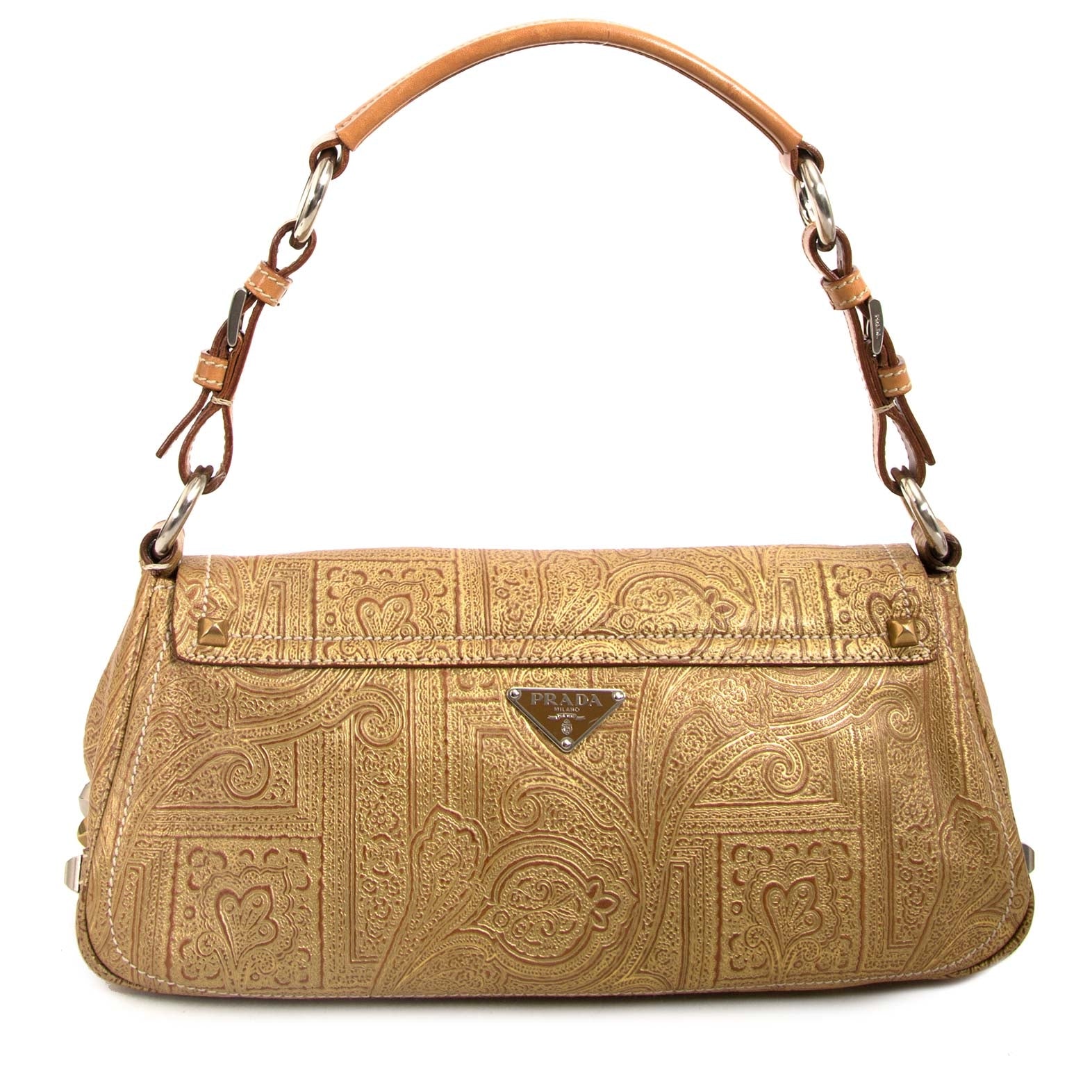 prada metallic baroque shoulder bag now for sale at labellov vintage fashion webshop belgium