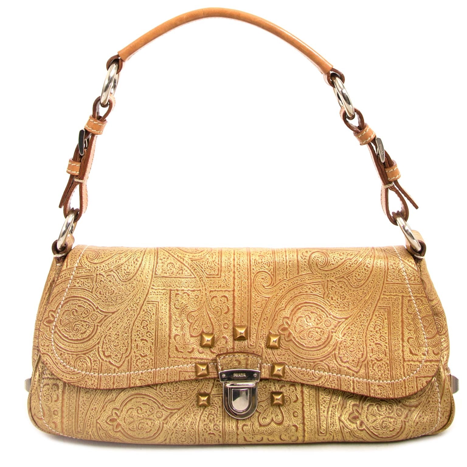 prada metallic baroque shoulder bag now for sale at labellov vintage fashion webshop belgium