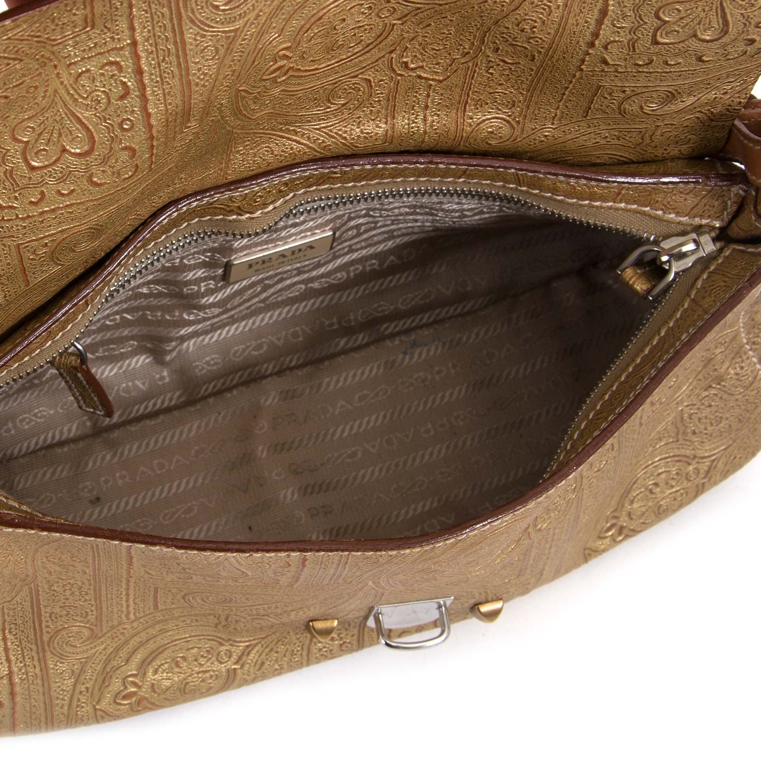 prada metallic baroque shoulder bag now for sale at labellov vintage fashion webshop belgium