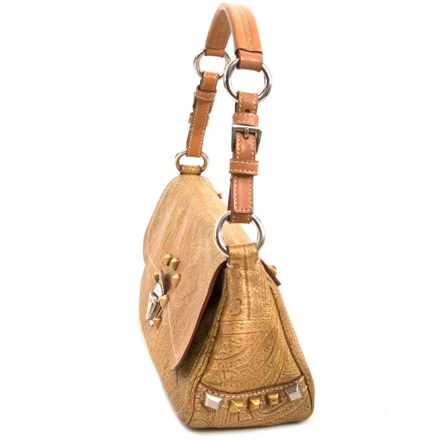 prada metallic baroque shoulder bag now for sale at labellov vintage fashion webshop belgium