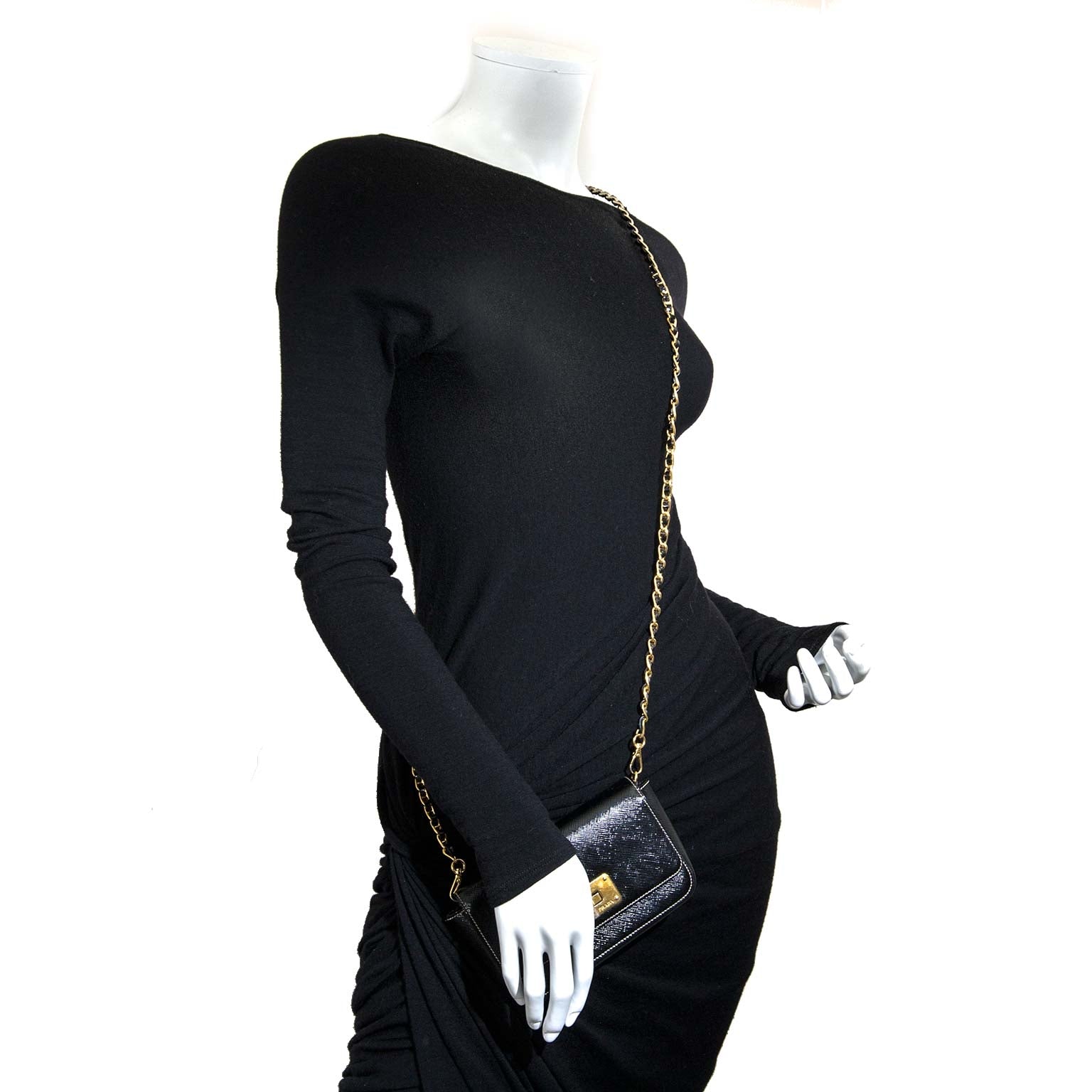 prada saffiano vernis mini chain bag now for sale at labellov vintage fashion webshop belgium
