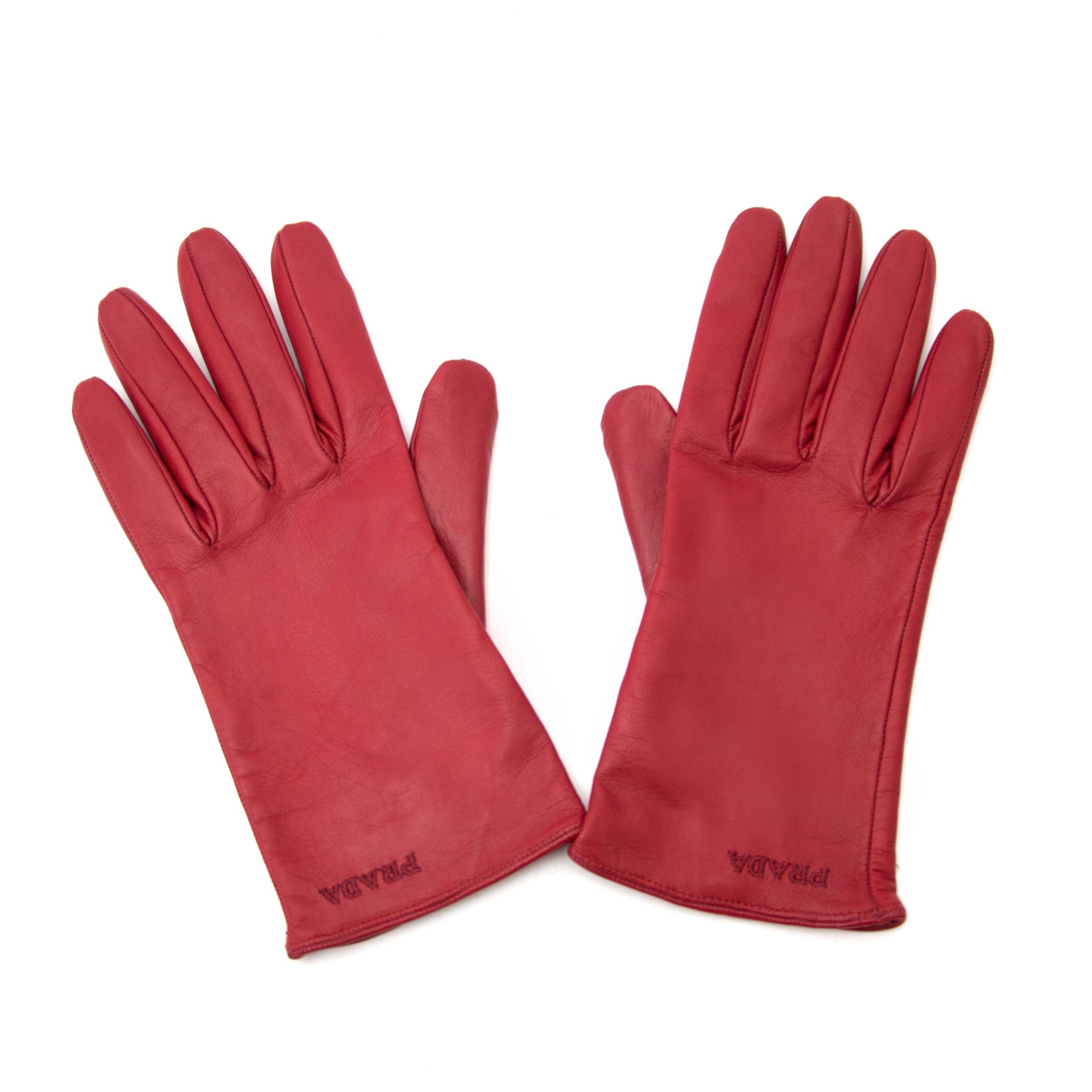 Gants Prada en cuir rouge - taille 7,5