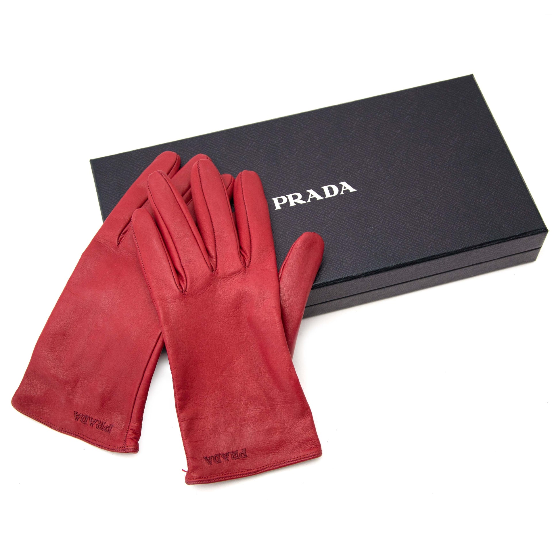 Gants Prada en cuir rouge - taille 7,5