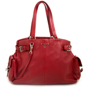 prada red leather tote bag now for sale at labellov vintage fashion webshop belgium