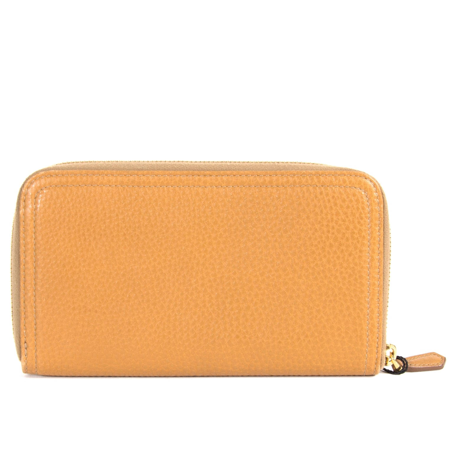 prada saffiano beige long zip around wallet now for sale at labellov vintage fashion webshop belgium