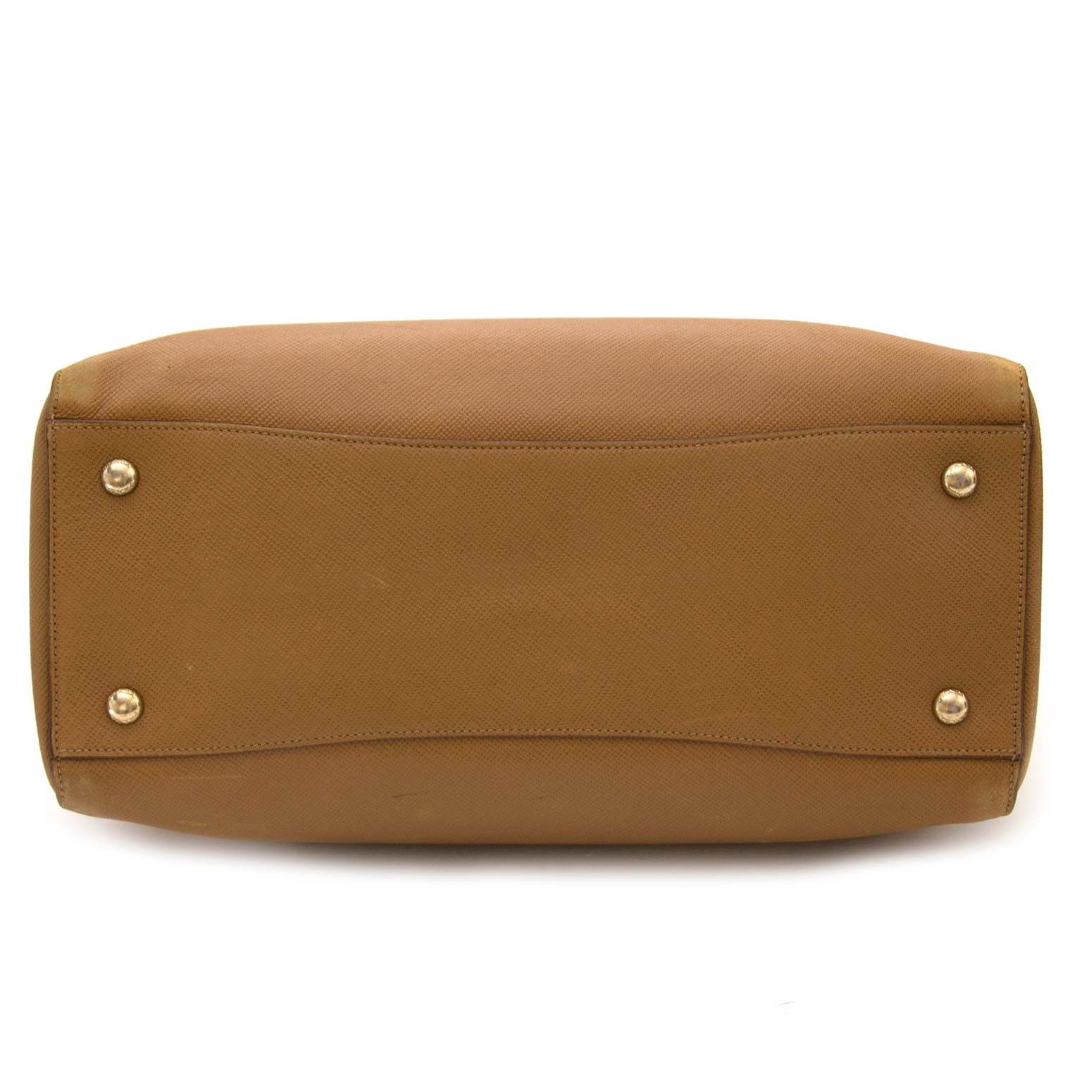 buy Prada Camel Saffiano Leather Bowling Bag and pay save online
