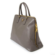 prada grey saffiano lux bauletto bag now for sale at labellov vintage fashion webshop belgium
