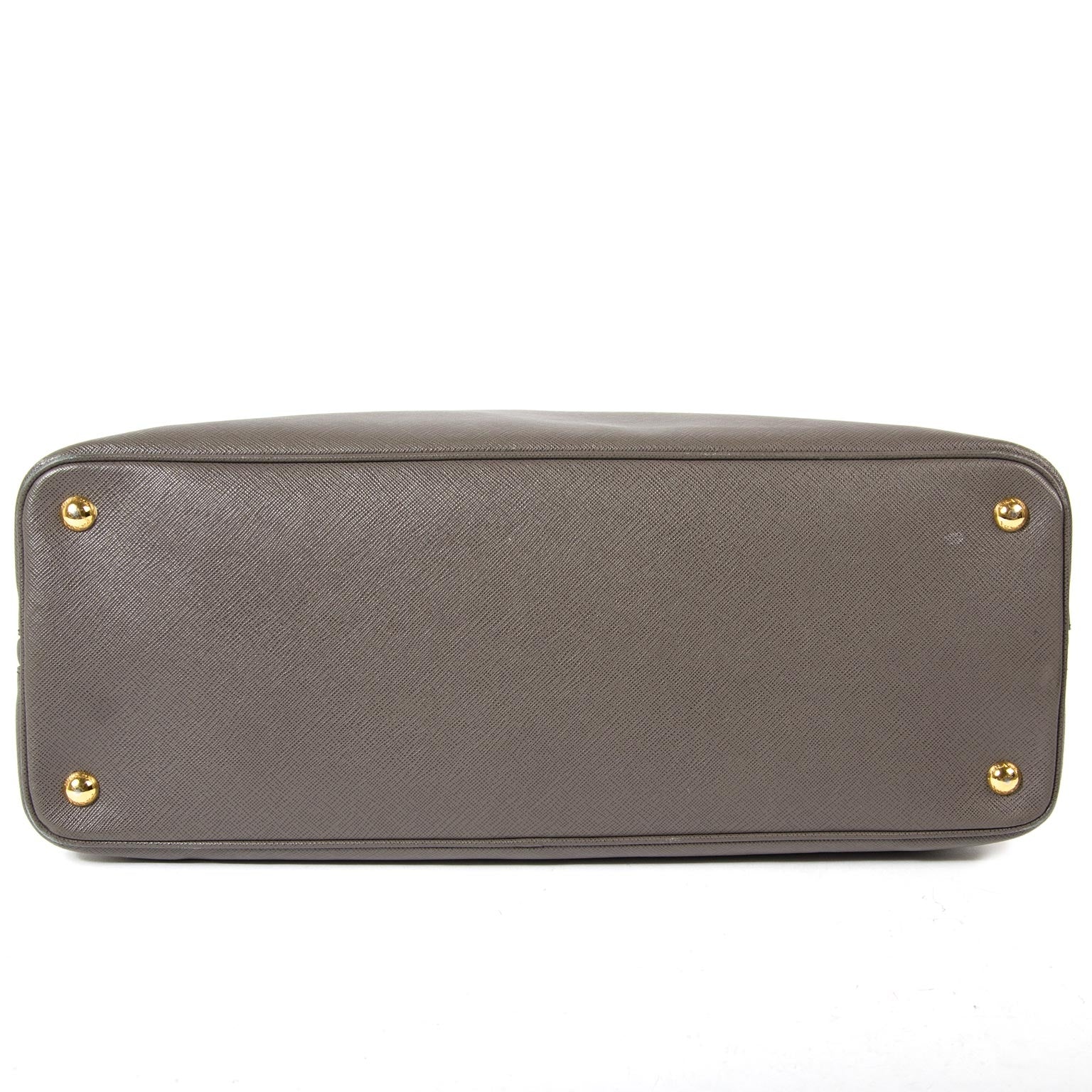 prada grey saffiano lux bauletto bag now for sale at labellov vintage fashion webshop belgium