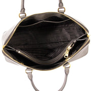 prada grey saffiano lux bauletto bag now for sale at labellov vintage fashion webshop belgium