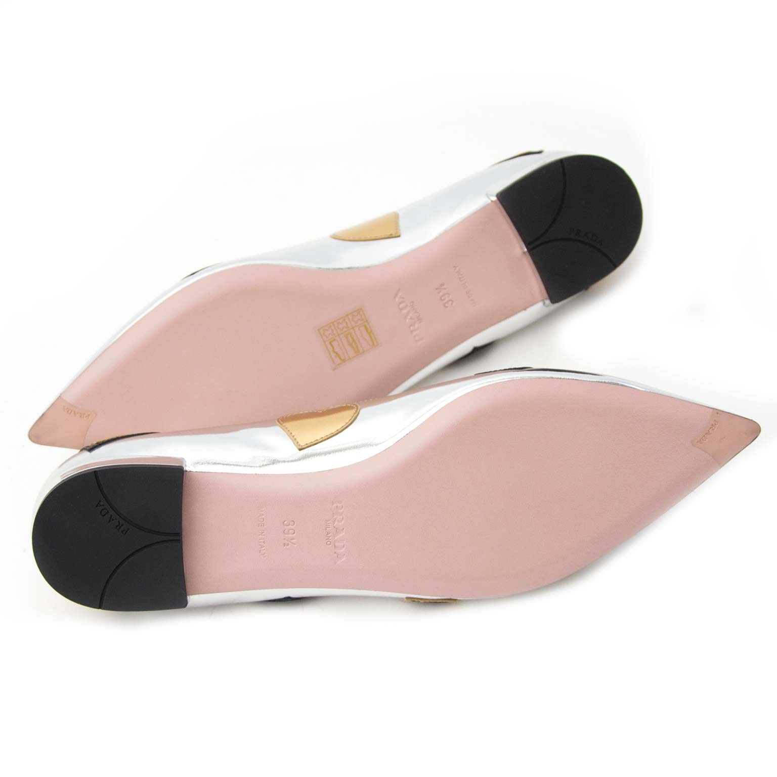 acheter en ligne pour le meilleur prix Prada Silver Point Toe Slip Ons - eu 39,5