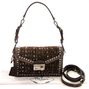prada brown tweed shoulder bag now for sale at labellov vintage fashion webshop belgium