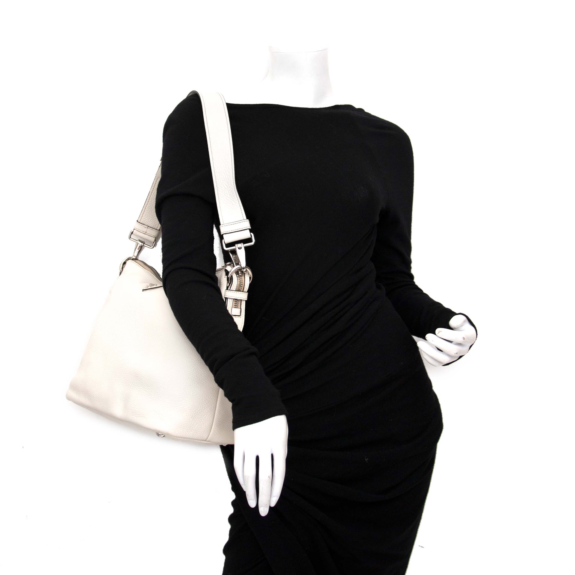 Prada White Leather Shoulder Bag