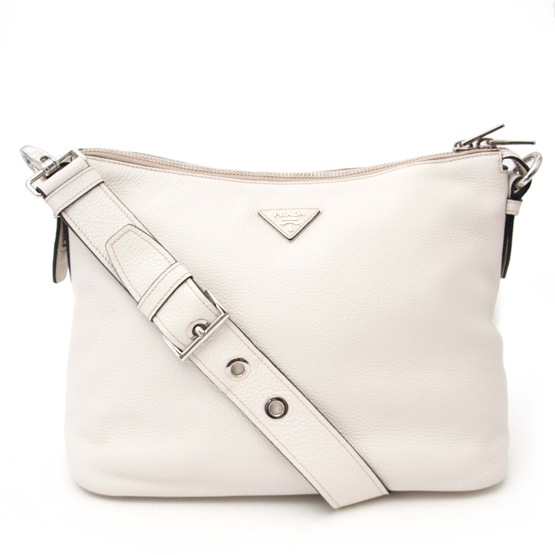 Prada White Leather Shoulder Bag