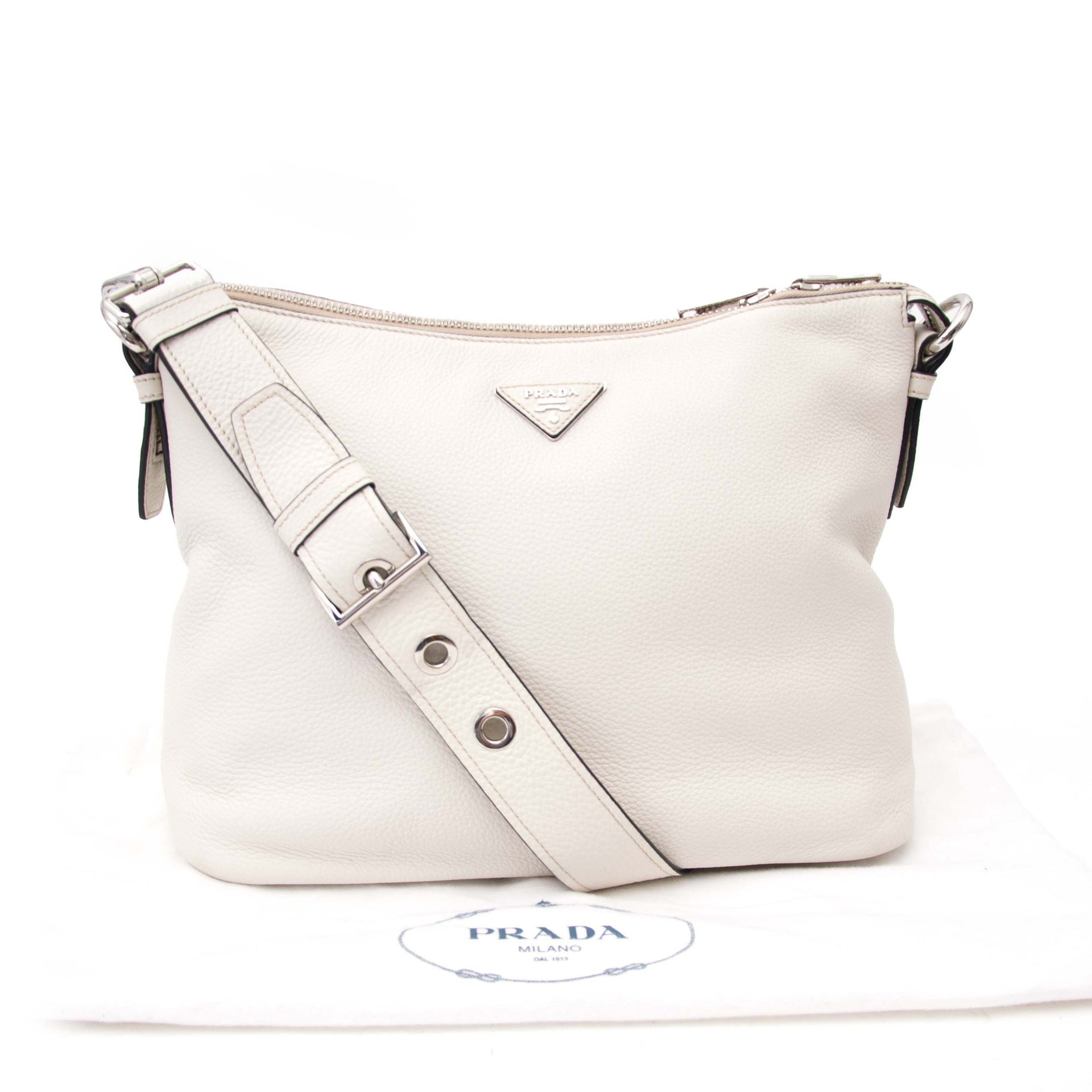 Prada White Leather Shoulder Bag