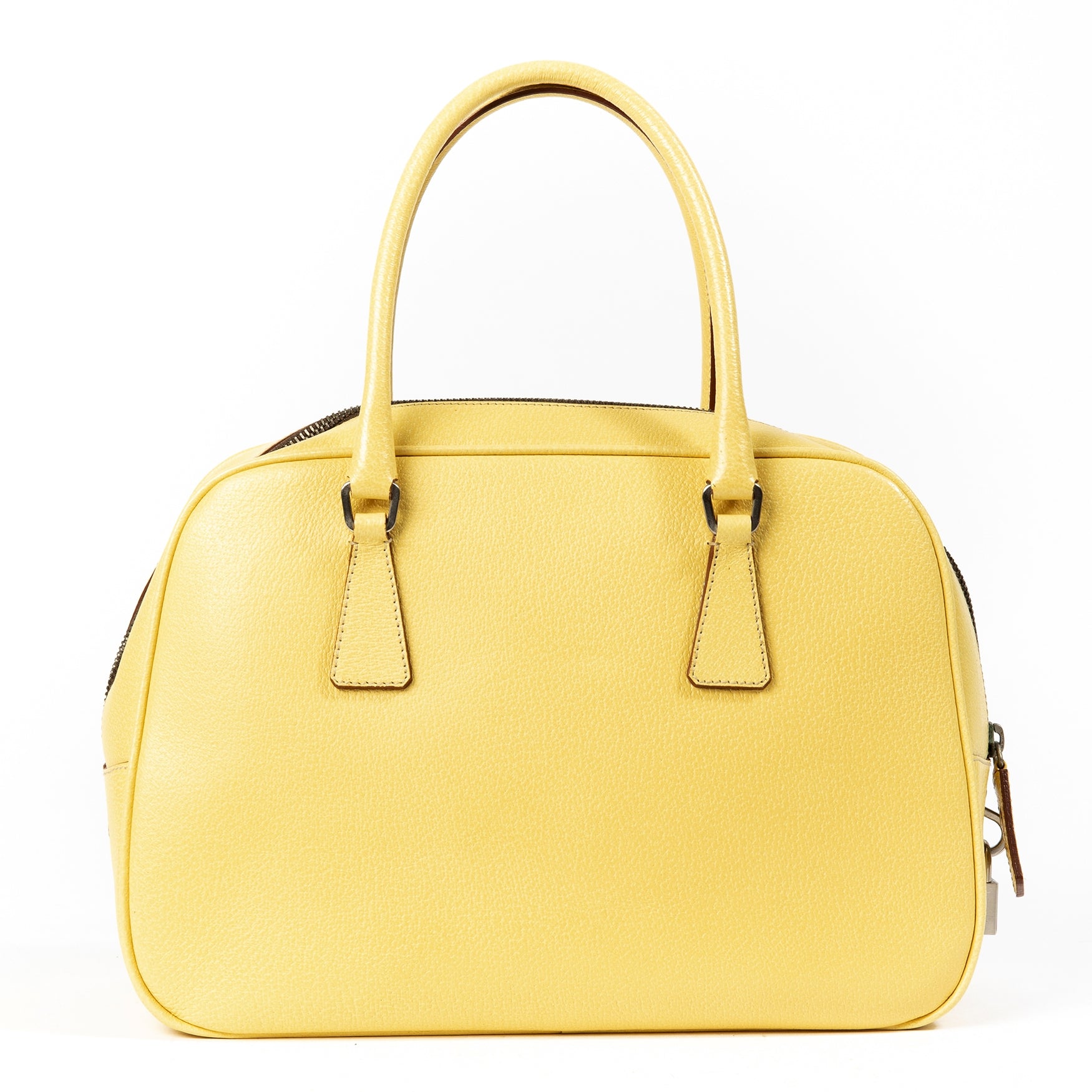 Prada Baby Yellow Bowling Bag te koop bij Labellov
