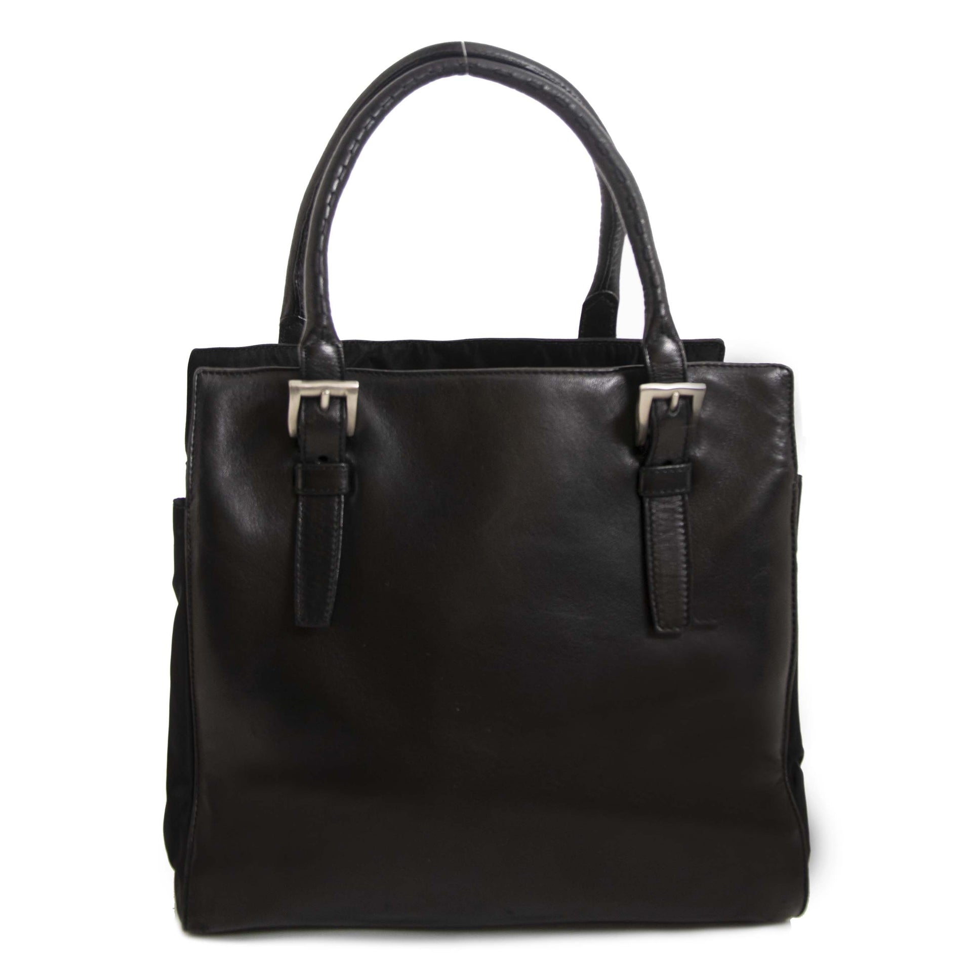 Prada Vintage Black Leather Bag now for sale at labellov vintage fashion webshop belgium