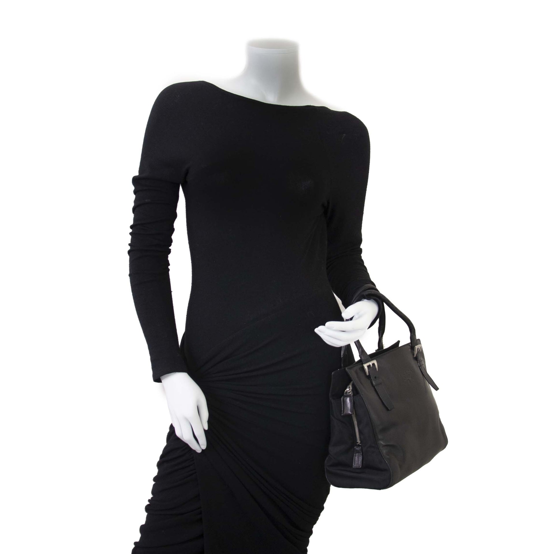 Prada Vintage Black Leather Bag now for sale at labellov vintage fashion webshop belgium