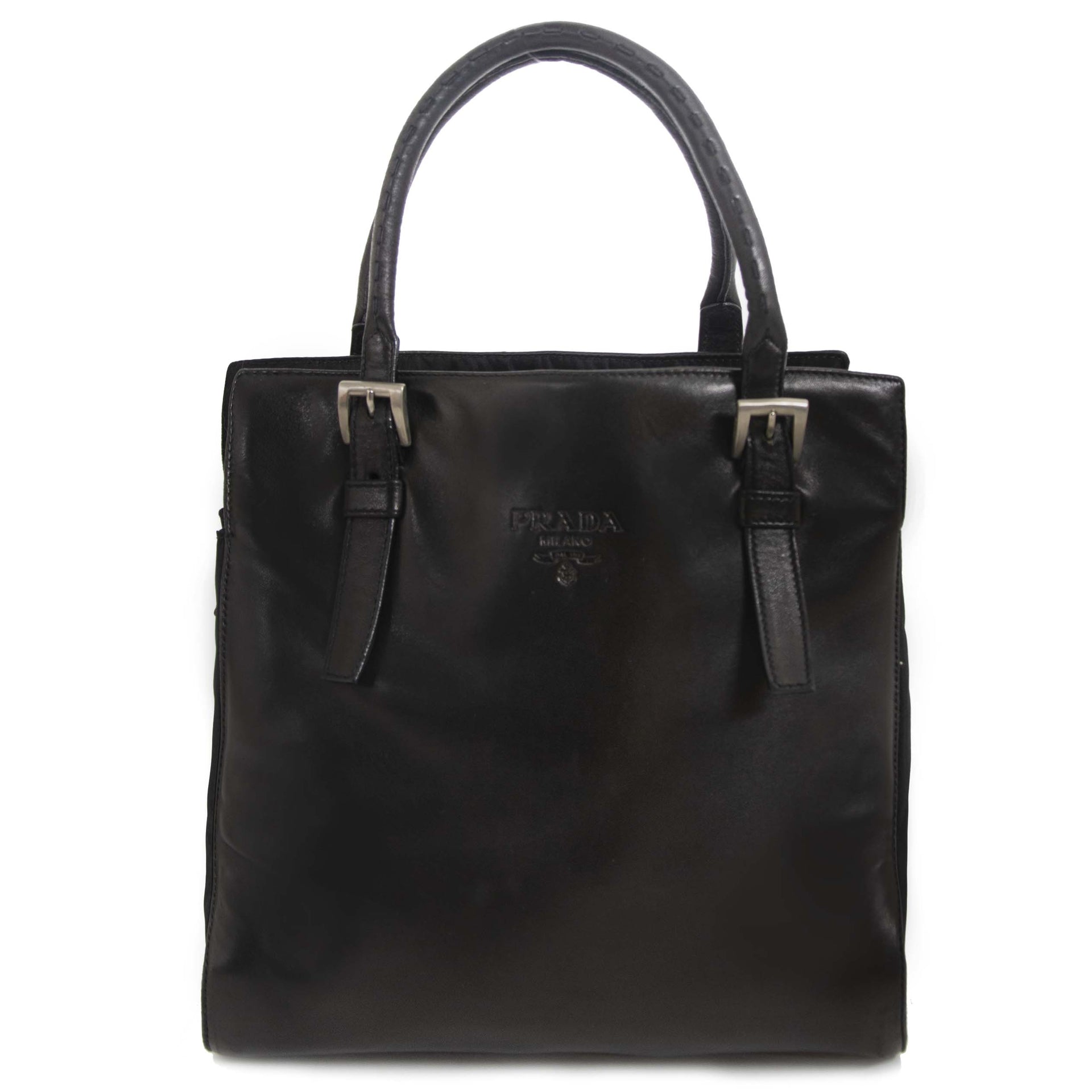Prada Vintage Black Leather Bag now for sale at labellov vintage fashion webshop belgium