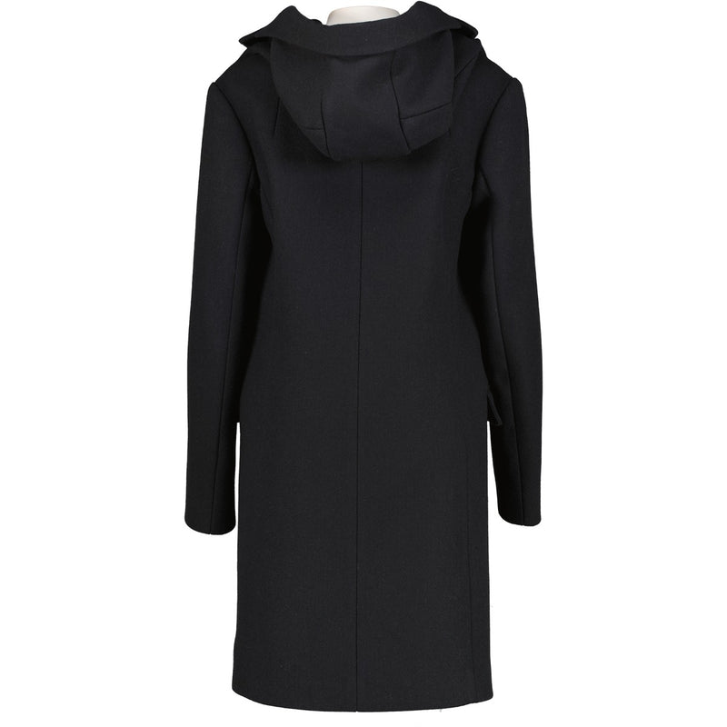 Prada Black Wool Coat With Hood