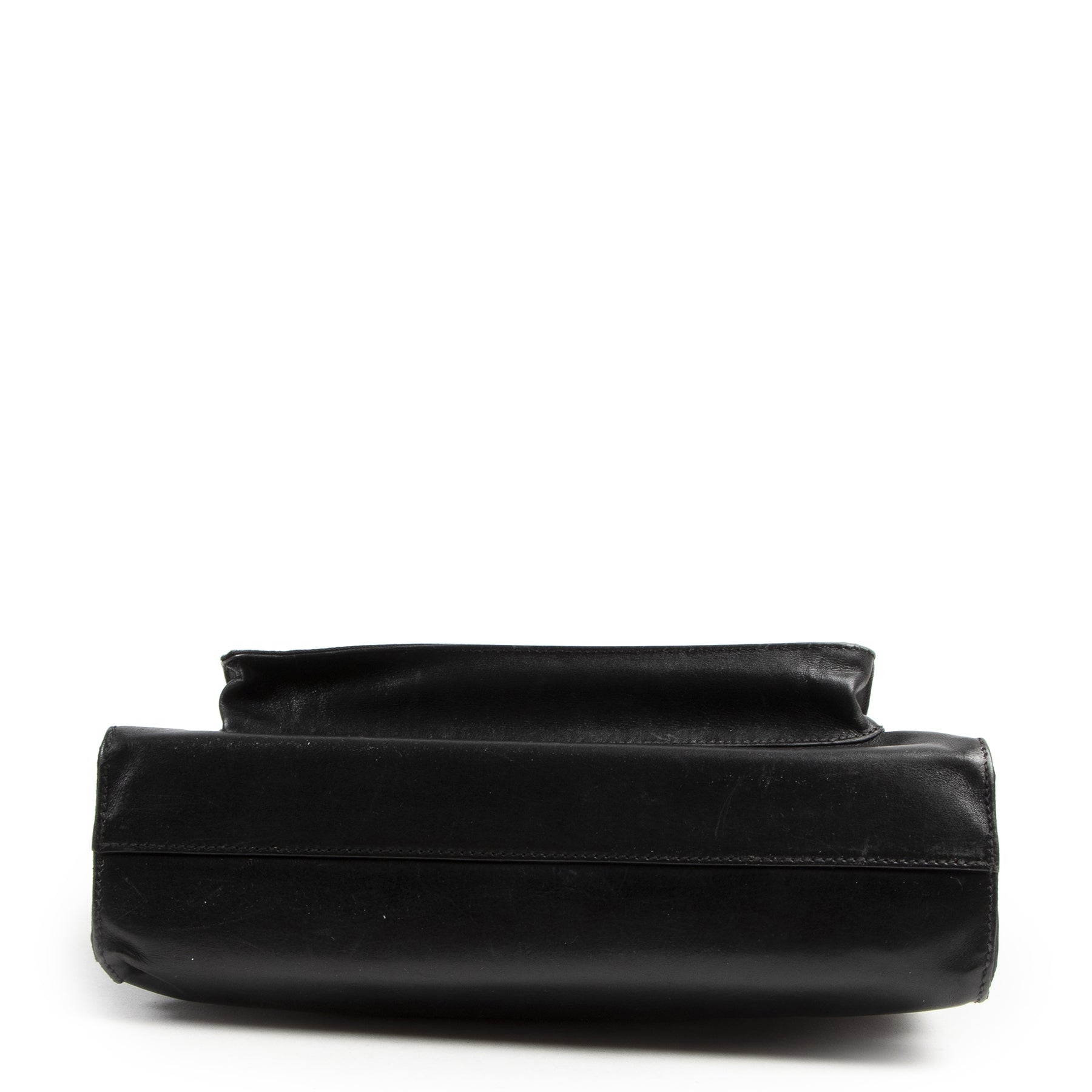 Authentic secondhand Prada Black Leather and Nylon Shoulder Bag designer bags fashion luxury vintage webshop safe secure online shopping