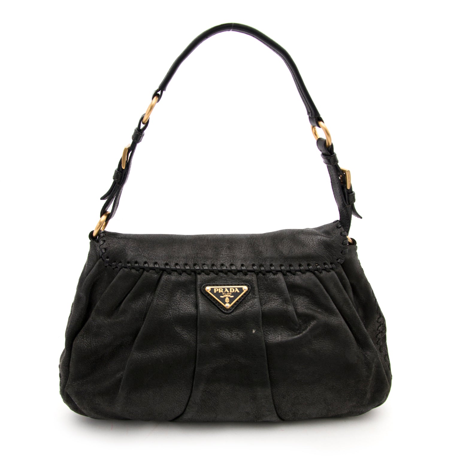 Prada black leather satchel bag aankoop aan de beste prijs