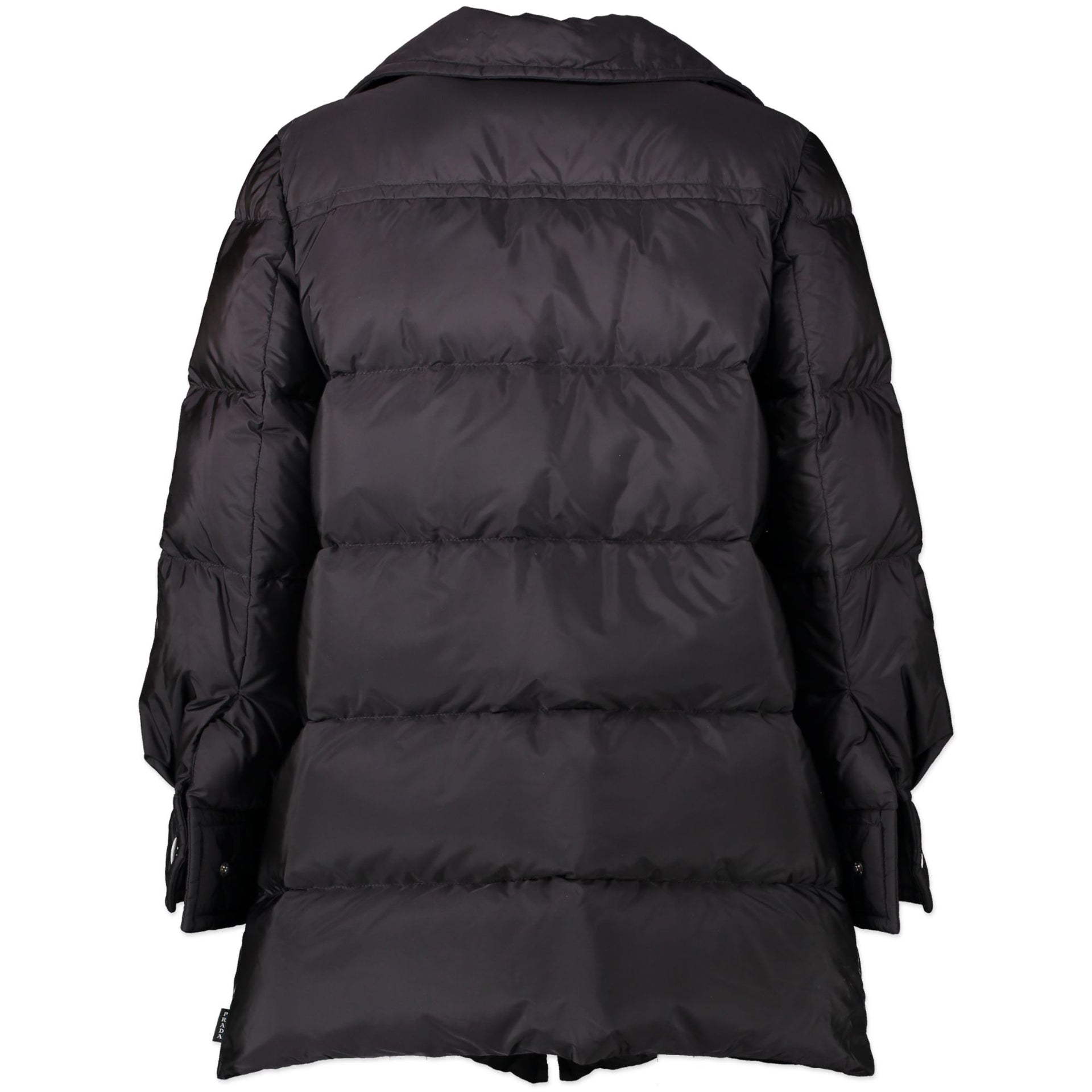 Prada Black Feather Nylon Puffer Mid Length Jacket aan de beste prijs te koop bij Labellov tweedehands luxe in Antwerpen