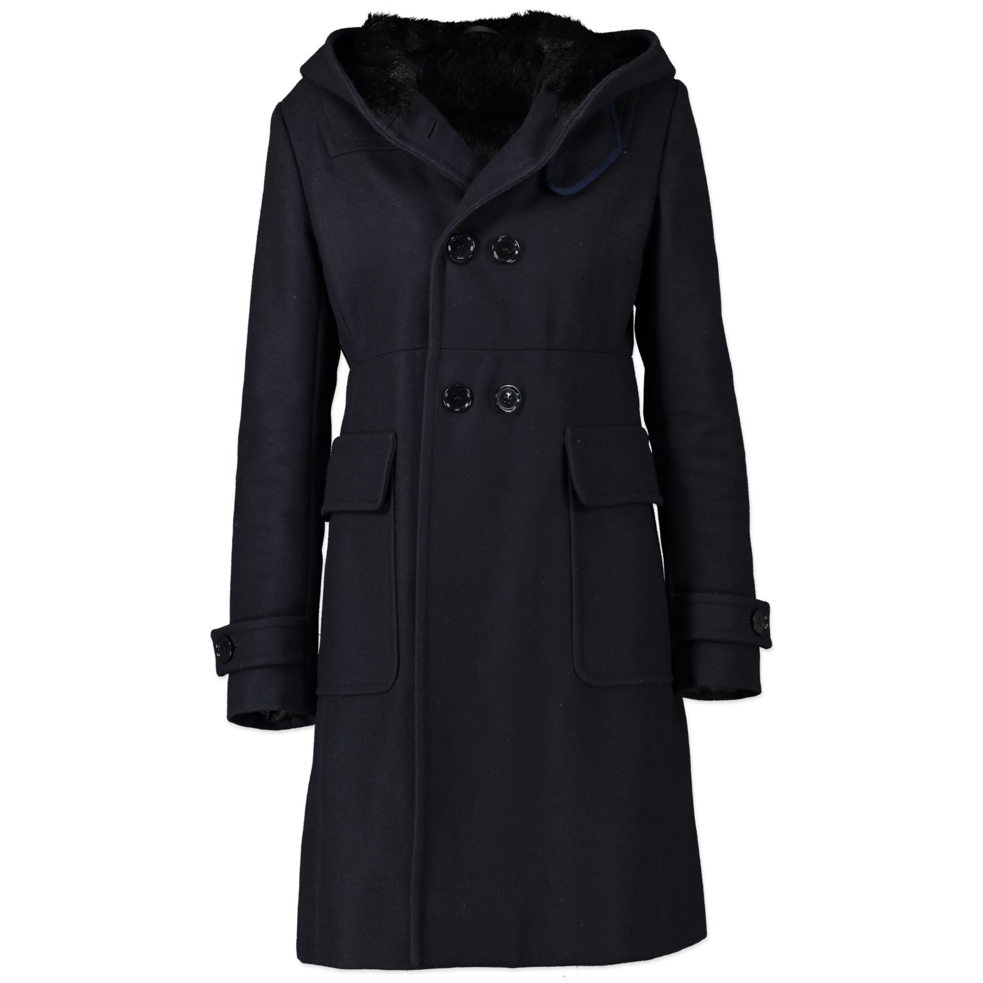 Prada Wool Coat Faux Fur Lining - IT Size 40