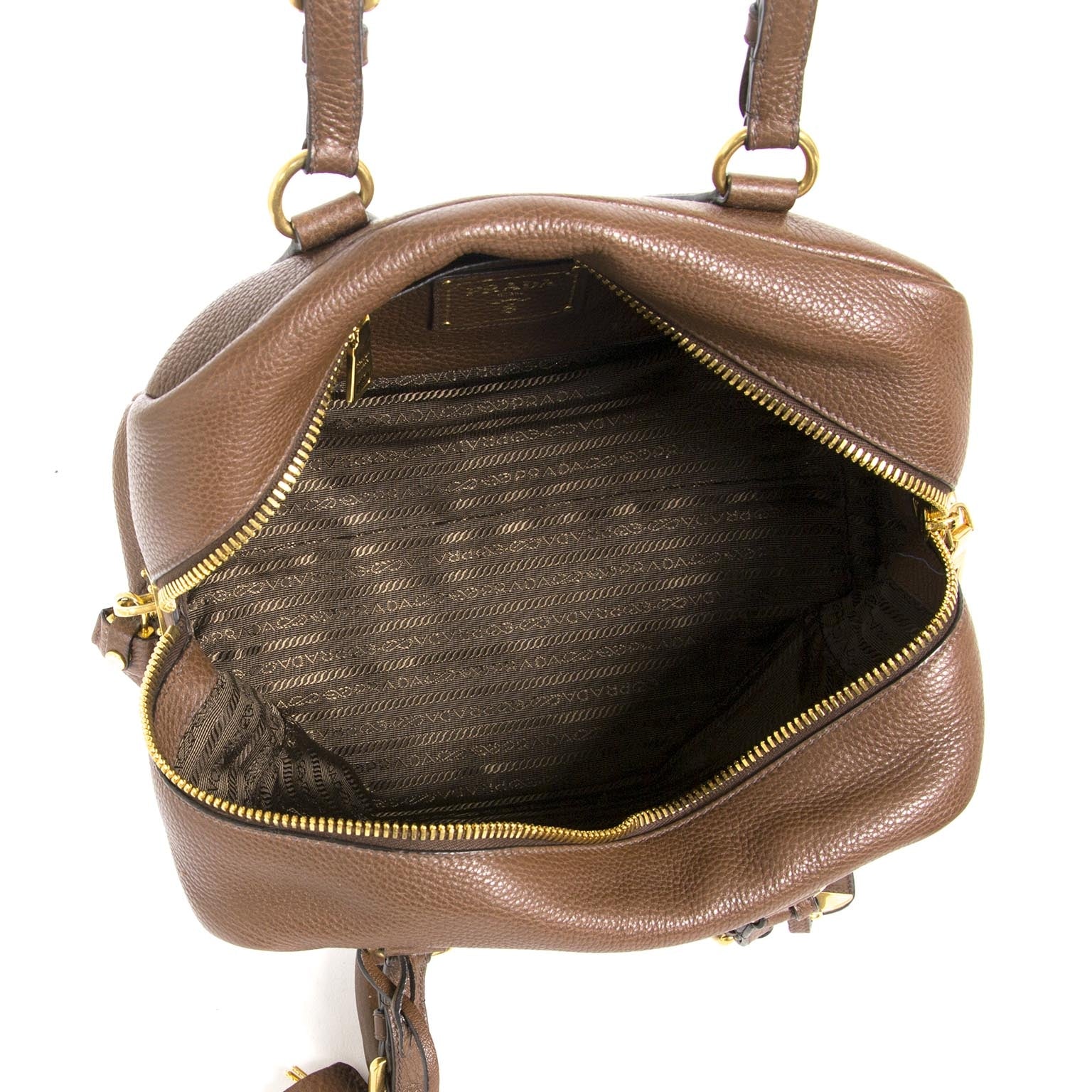 Prada Brown Leather Top Handle Bag