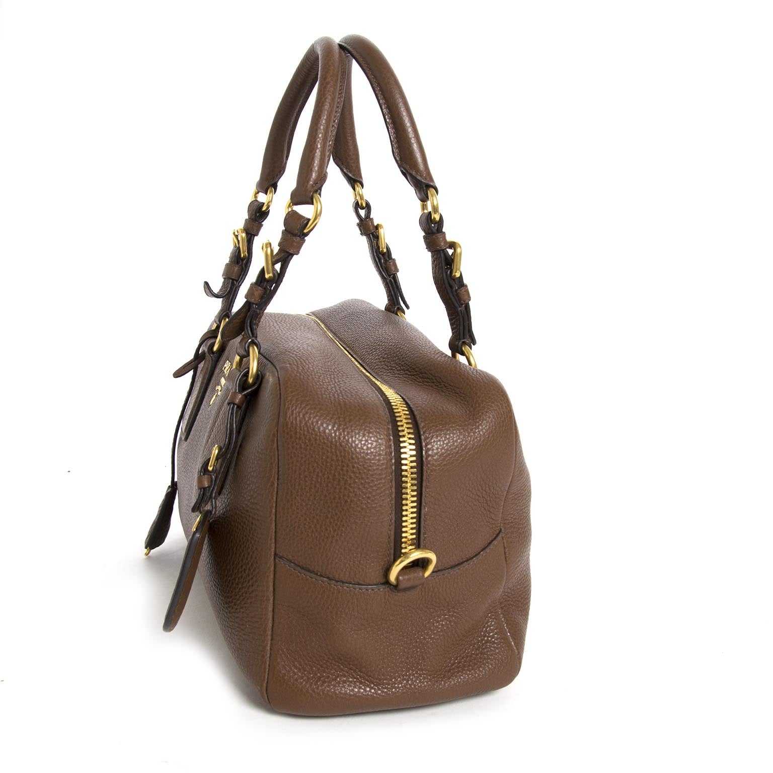 Bent u op zoek naar een authentieke Prada Brown Leather Top Handle Bag