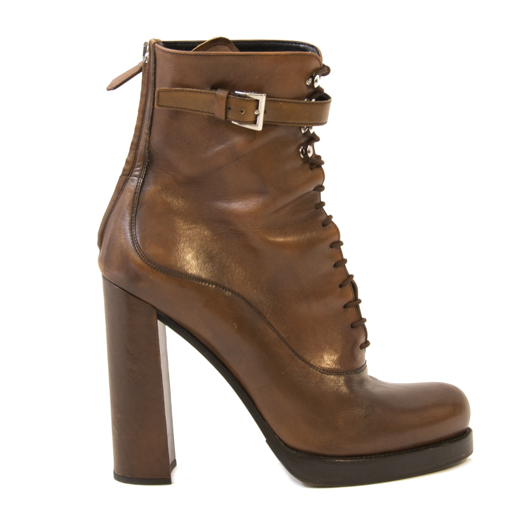 Prada Brown Burnished Boots for the best price at Labellov secondhand luxury