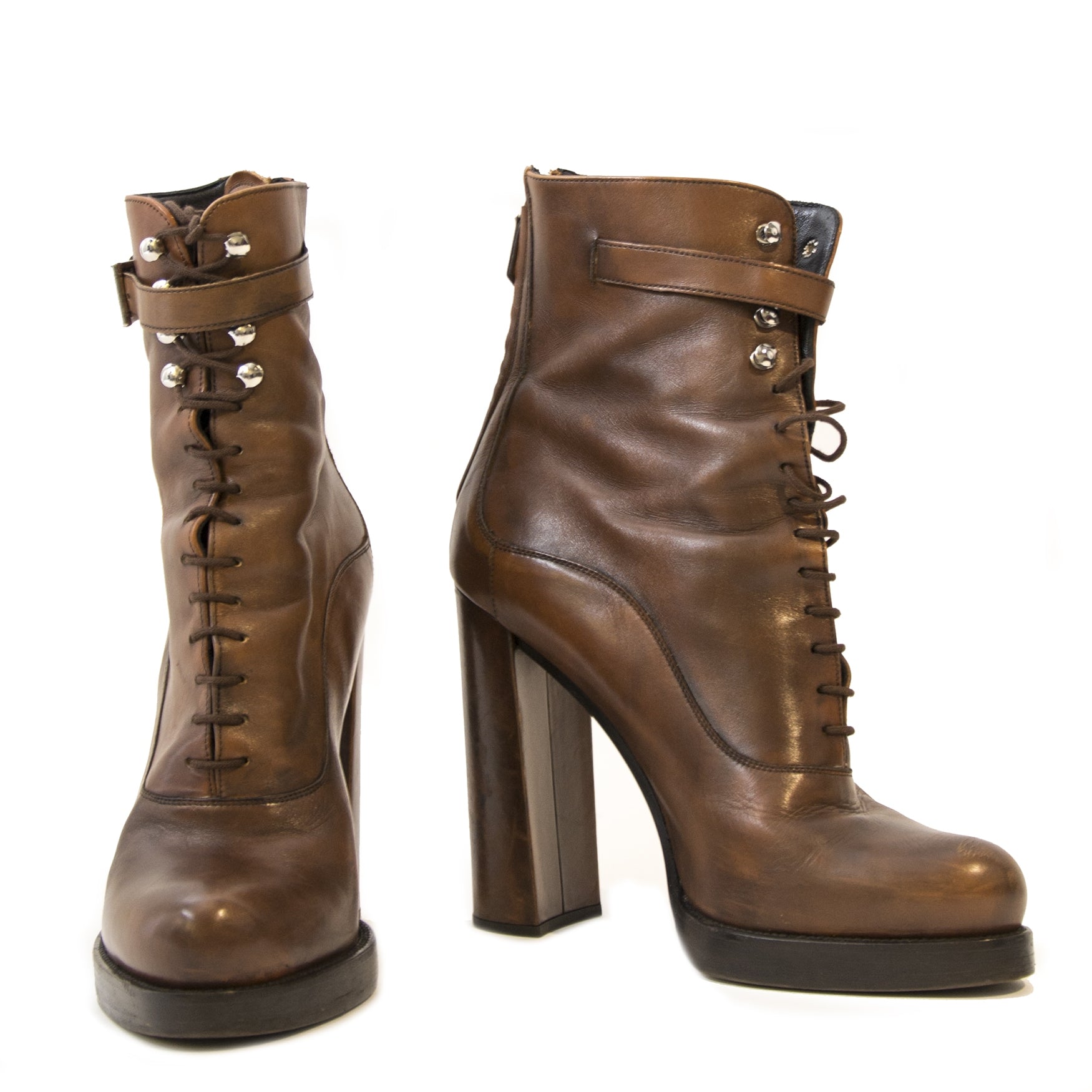 We buy and sell your authentic Prada Brown Burnished Boots for the best price