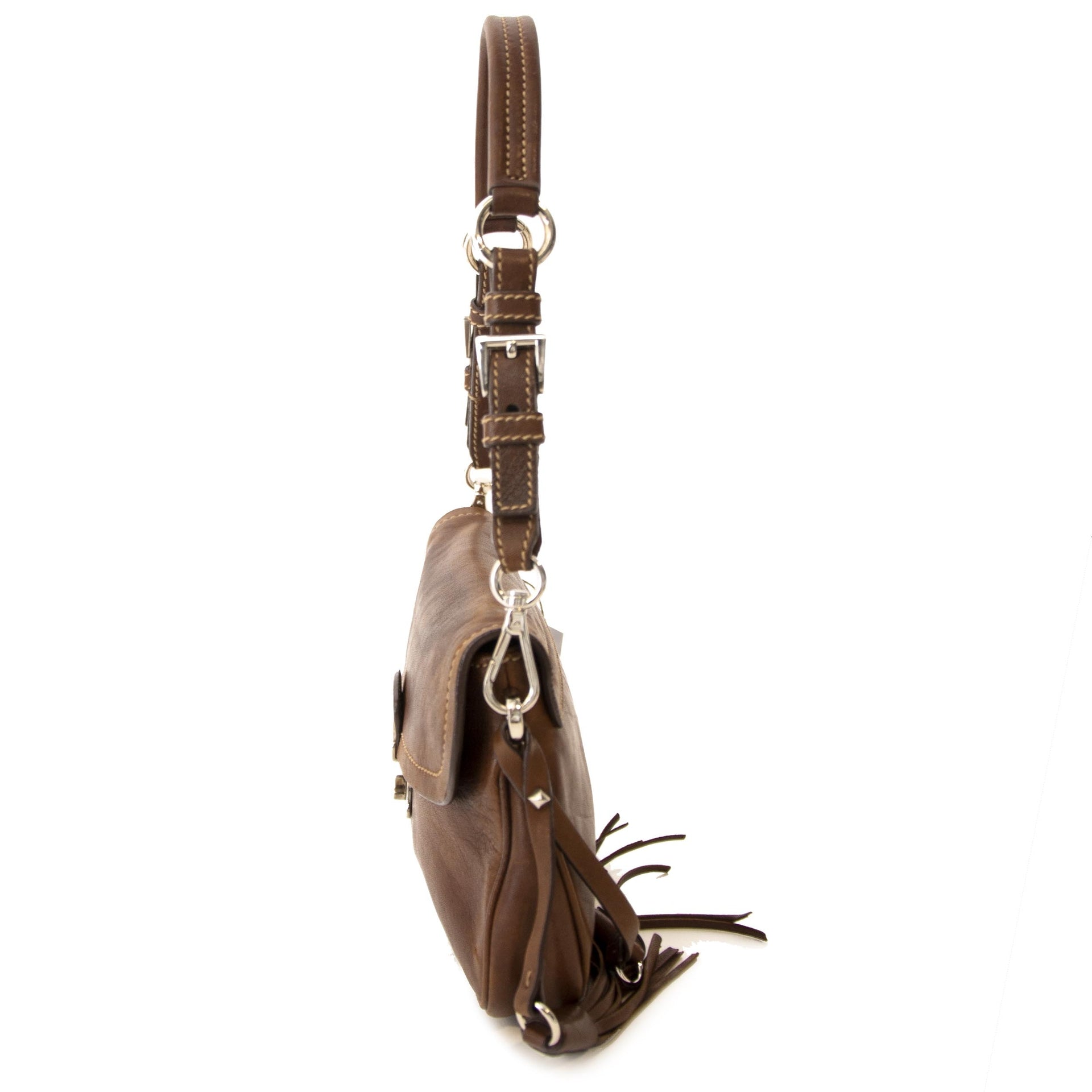 Prada Brown Leather Pochette Bag