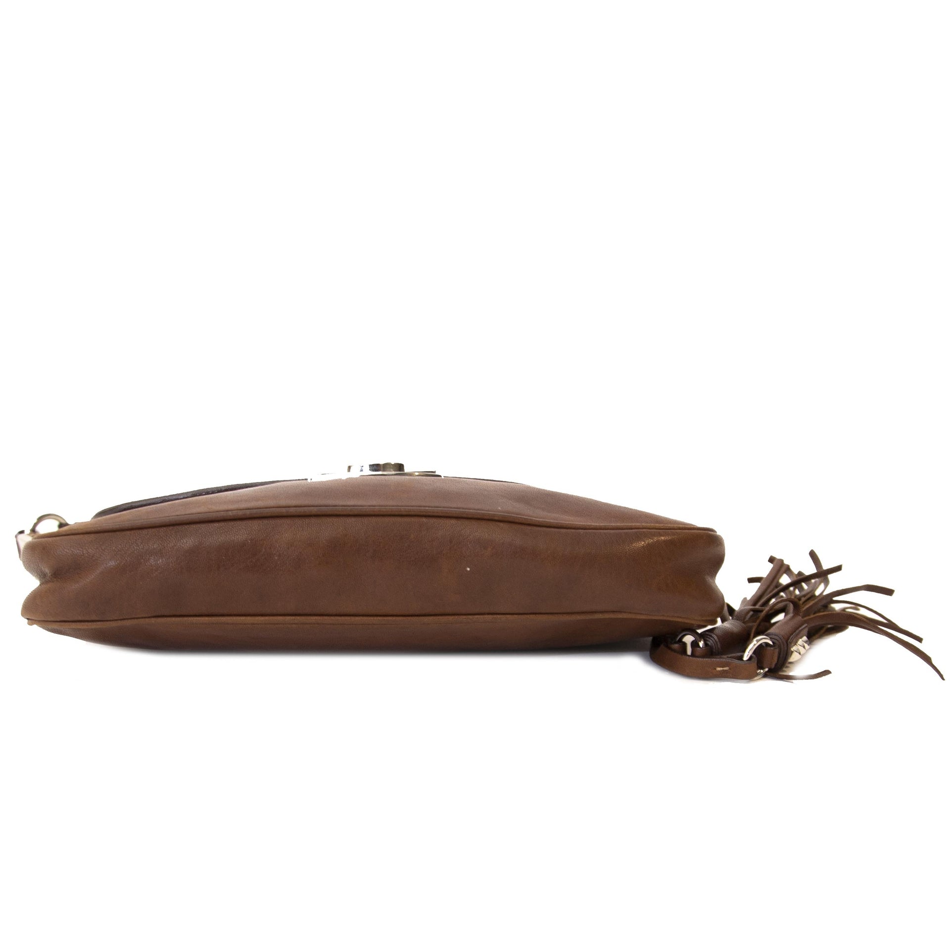 Prada Brown Leather Pochette Bag