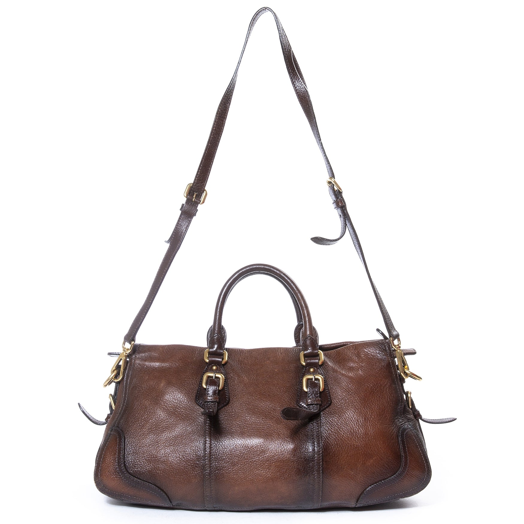 Prada Brown Leather Bowler Bag