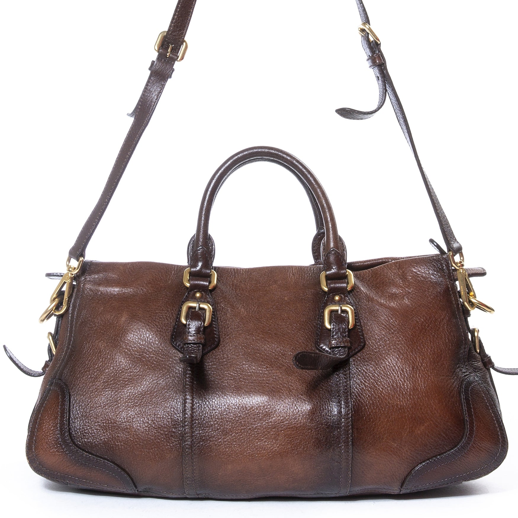 Prada Brown Leather Bowler Bag