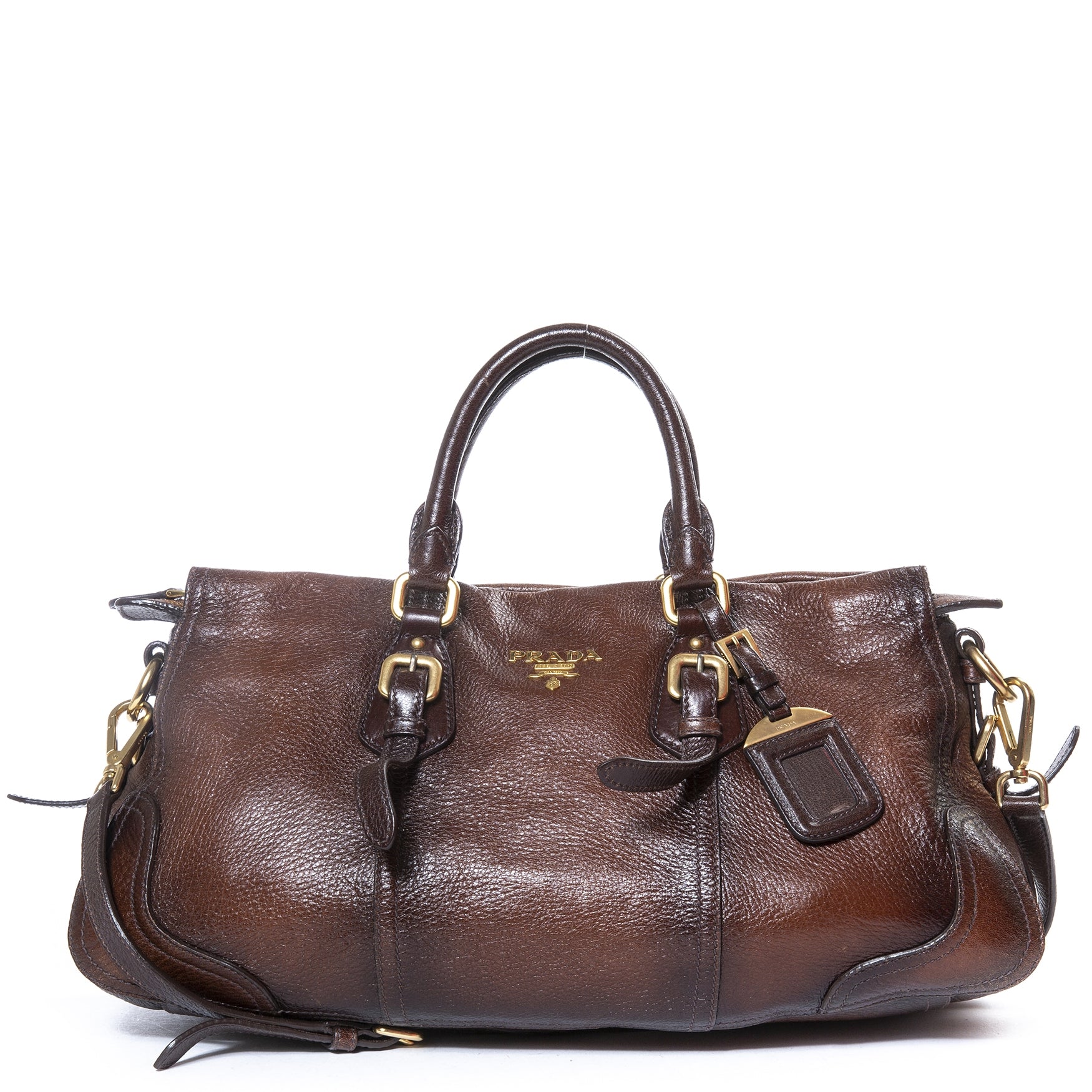Prada Brown Leather Bowler Bag