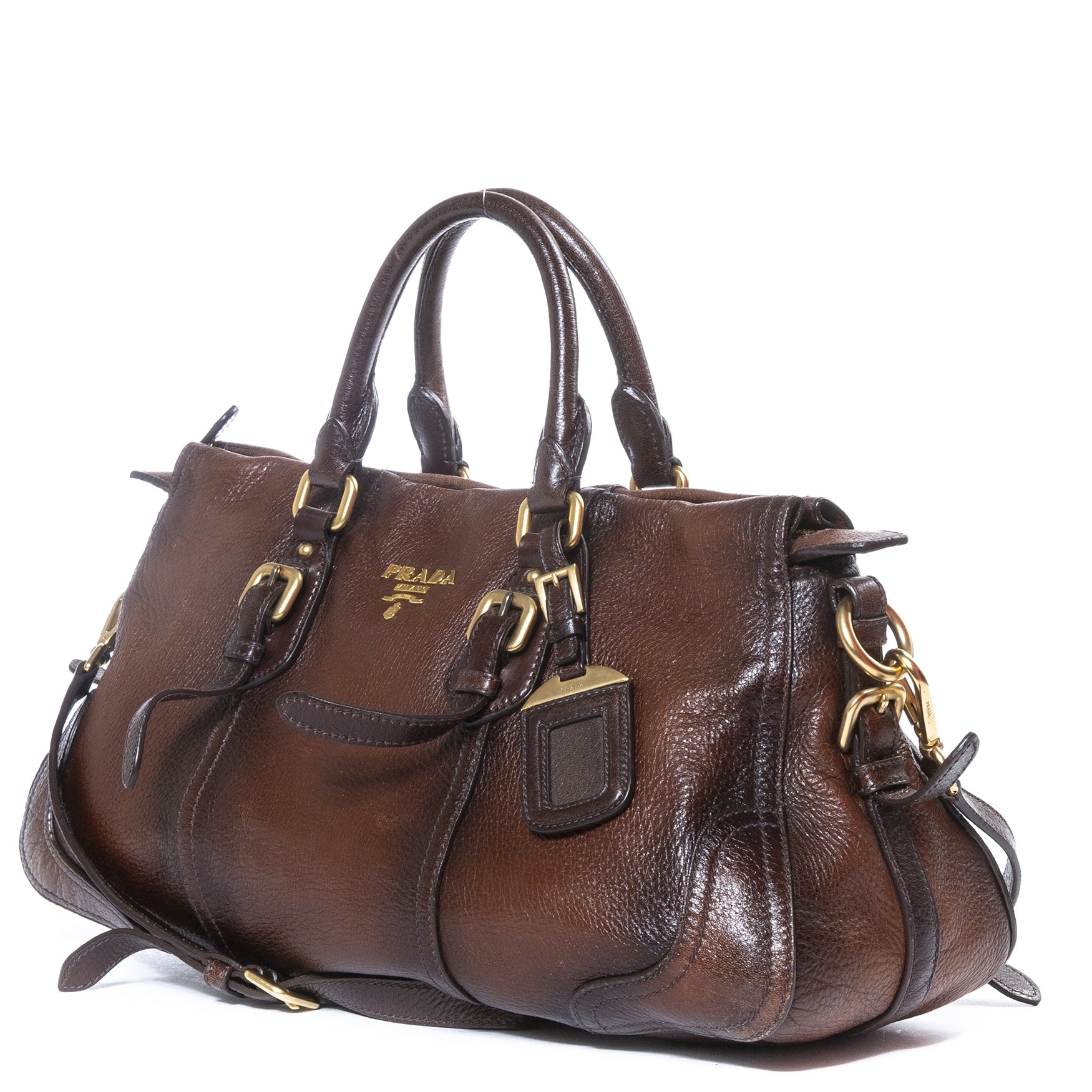 Prada Brown Leather Bowler Bag