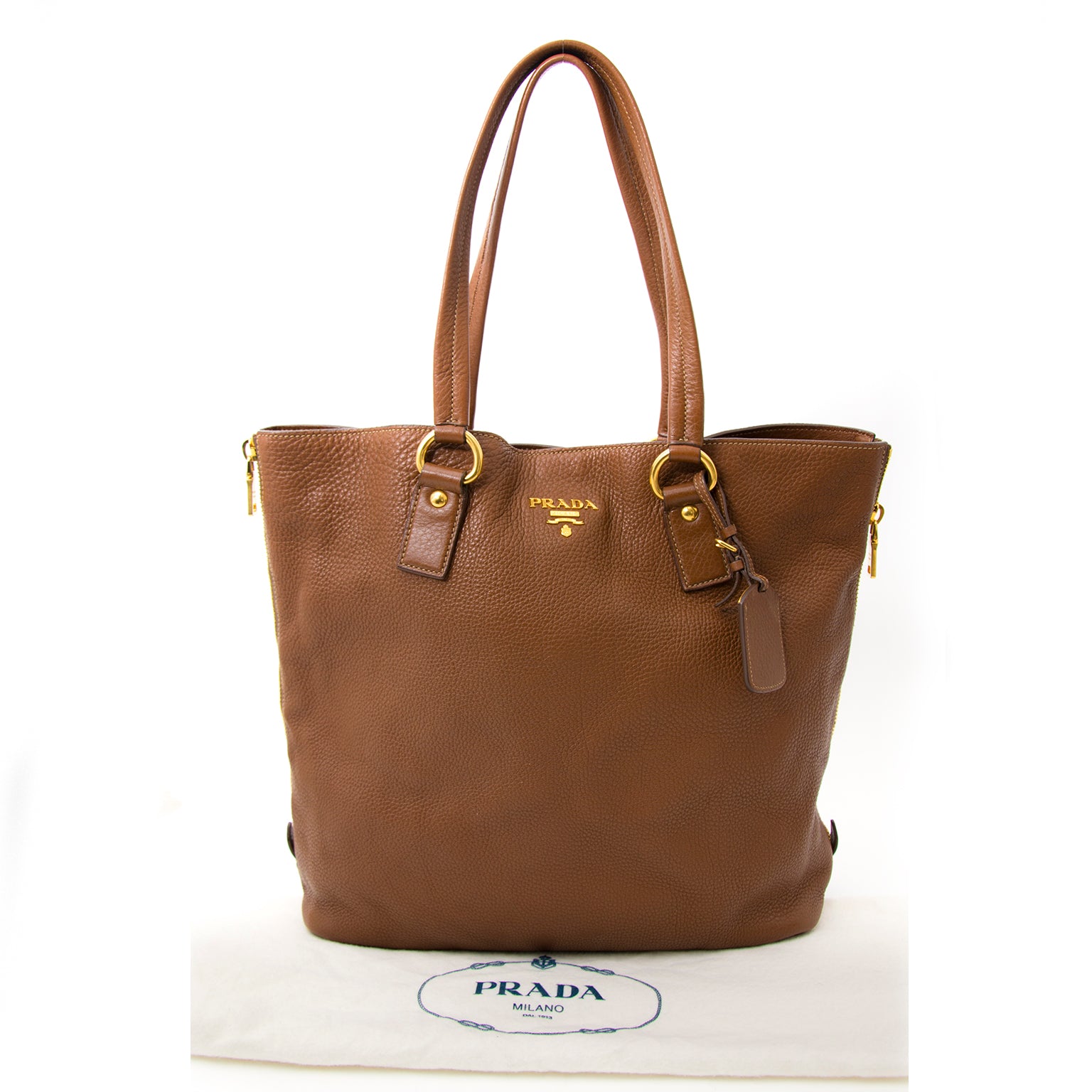 shop real 100% authentic luxury tote aan de beste prijs Prada Chocolat Brown Tote Bag