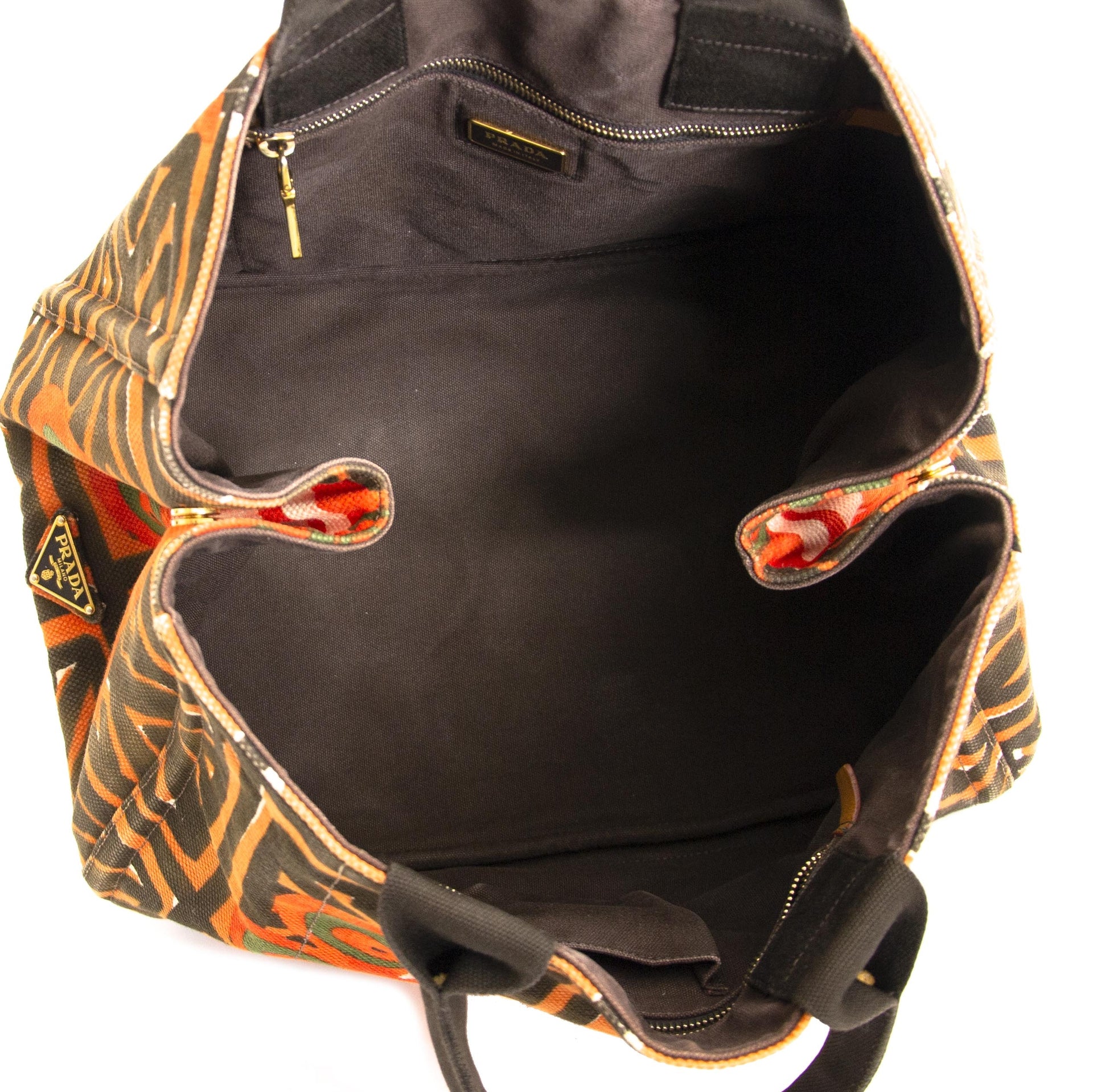 Prada Multicolor Peacock Fabric Tote now for sale at labellov vintage fashion webshop belgium
