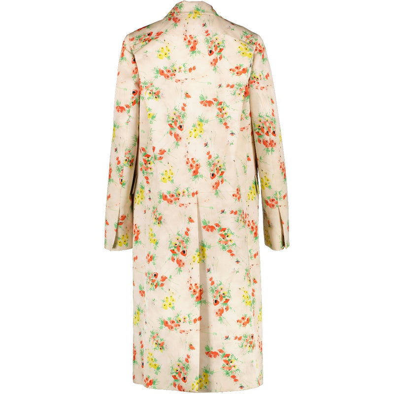Prada Floral Print Wool and Silk Long Coat