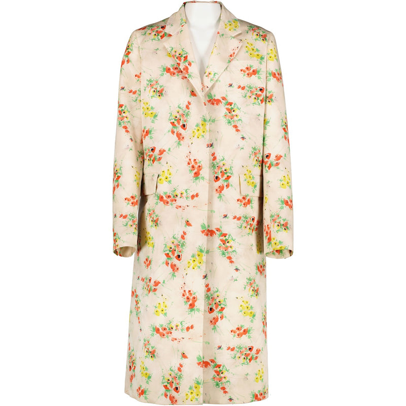Prada Floral Print Wool and Silk Long Coat