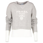 Prada Marble Grey Wool And Cashmere Crew-Neck Sweater