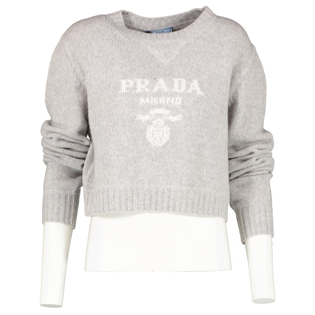 Prada Marble Grey Wool And Cashmere Crew-Neck Sweater